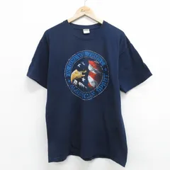 L/古着 半袖 ビンテージ Tシャツ メンズ 00s 鳥 大きいサイズ コットン クルーネック 紺 ネイビー 24mar16 中古
