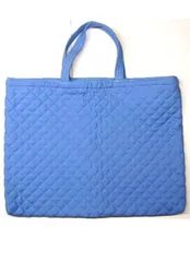 手作り レッスンバッグ 無地 ブルー シンプル 絵本カバン キルトバッグ