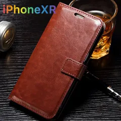 iPhoneXR用ケース 高級レザー カード入れ付き 手帳型 財布型