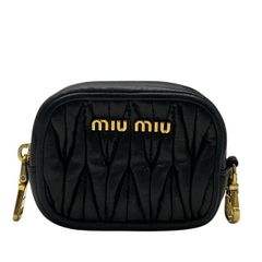 miumiu ミュウミュウ 5M1353 ポーチ 小物入れ ミニポーチ コンパクト ロゴ レザー ブラック