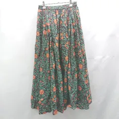 ◇ Θ◎●未使用● Audrey and John Wad 花柄 ロング フレア スカート サイズM グリーン ブラック オレンジ レディース E  【1502180062926】