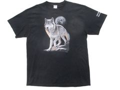 PORT&COMPANY オオカミ アニマルプリントTシャツ XL 黒 アメリカ古着