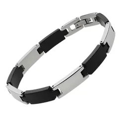 新生活応援SALE19.0 センチメートル [フィグマート] ブラックラバー ステンレス ブレスレット【ステンレスアクセサリー】 fb6033 19cm