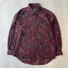 Wing Hero ウィングヒーロー フクシア 幾何学 長袖 花柄シャツ 柄シャツ 総柄 派手 レトロ デザインシャツ