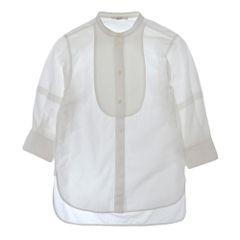 CELINE セリーヌ by Phoebe Philo フィービー期 バンドカラー 切り替えブラウス トップス レディース コットン ホワイト 34