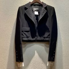 シャネル CHANEL 2015SS ランウェイ ショート丈 テーラードジャケット 黒 白 ブラック ホワイト [34] レディース I723/T10