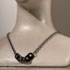 HERMES エルメス Maillon Necklace マイロン ネックレス ペンダント シルバー ブラック【表参道A07】