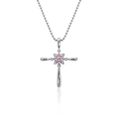 【在庫1点あり】シルバー９２５ クロス 十字架 モチーフ キュービックジルコニア ボールチェーン ネックレス 美輪宝石