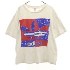 adidas アディダス 90s USA製 オールド トレフォイルロゴ 半袖 Tシャツ L グレー シングルステッチ メンズ 古着