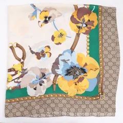 GUCCI 花柄シルクスカーフ 85×85 Vintage Old GUCCI オールドグッチ フローラル柄 シルク 大判