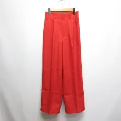 ジーユー GU 美品 カラー スラックス パンツ S 赤 レッド ジッパーフライ バックゴム