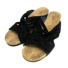 アグ オーストラリア UGG australia ライラ LILAH サンダル ミュール ウェッジソール ローヒール コルク スエード US7 24㎝ 黒 ブラック 1019976 /YS16 ■GY19