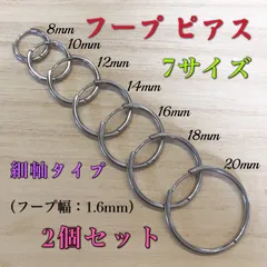 20G 2個セット フープ リング ピアス 細軸タイプ サージカルステンレス製
