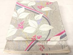 平和屋着物◎六通柄袋帯　唐織　南天文　金銀糸　正絹　逸品　AAAS9725yx