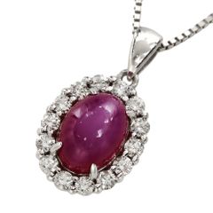 【本物保証】 保付 新品同様 クレサンベール 京セラ CRESCENT VERT 再結晶 スタールビー ネックレス K18WG メレダイヤ ベネチアン オシャレ
