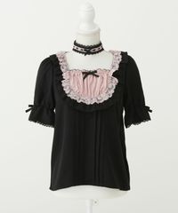 夢展望公式 [新品未使用] チョーカーメイドフリルヨークトップス [ブラック×ピンク] 他カラー別ページ有 dearmylove ブラウス・シャツ ブラウス・シャツ（半袖） 535555-03