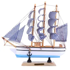 NUOLUX 帆船 木製 帆船模型 船モデル 置物 手作り DIY インテリア 卓上 オフィス 装飾 誕生日 ギフト スカイブルー