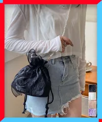 新品 巾着リボン付きショルダーバッグ レディース 結婚式 斜め掛け 黒 小さめ 肩掛け 【送料無料】