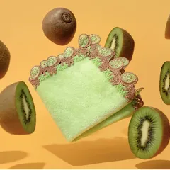 新品未使用　チカザワレース　シーズンタオルハンカチ　キウイ　イエローグリーン／ブラウン