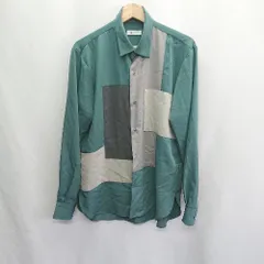 ◇ ⊇ tk.TAKEO KIKUCHI パッチワーク 長袖 シャツ サイズM グリーン グレー系 メンズ E  【1409240007562】