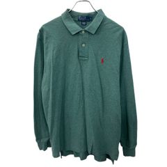 POLO RALPH LAUREN 長袖 ポロシャツ L グリーン ポロラルフローレン ハーフボタン ポニー刺繍 カジュアル 古着卸 アメリカ仕入 a708-5037