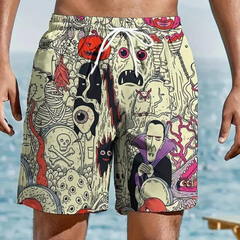海パン メンズ L XL 2L 3L 4L 5L 大きいサイズ 水陸両用 サーフパンツ ショートパンツ インナーなし 速乾 派手 モンスター柄 短パン 夏 海 プール 旅行 韓国系 ストリート系 ルームウェア おしゃれ 個性ア 海 プール 夏用 短パン