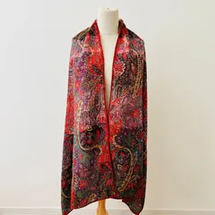 エトロ ボタニカル柄 大判ストール 総柄 ウールシルク レッドブラウン系 エトロ ボタニカル柄 大判ストール 総柄 レッドブラウン系