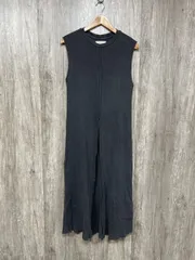 Ungrid アングリッド 綿100％ ワッフル生地 フロントスリット Iライン ワンピース sizeF/チャコール ■◆ レディース