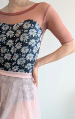 [Daisy Denim] ピンクメッシュ 大人バレエレオタード　サイズS/SM/M
