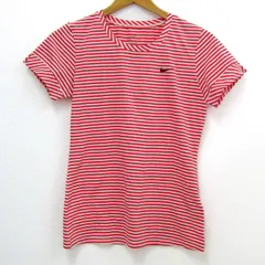 ナイキ 半袖Ｔシャツ トップス ボーダー柄 ドライフィット スポーツウエア レディース Sサイズ ピンク×白 NIKE 【中古】