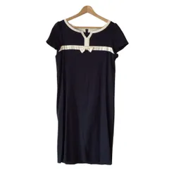M'S GRACY(エムズグレイシー) ワンピース サイズ40 M レディース - ネイビー×白 半袖/ひざ丈/リボン