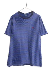 【お得なクーポン配布中!】 90s ポロ ラルフローレン ボーダー 半袖 Tシャツ メンズ XL 90年代 オールド ボーダーT コットン ワンポイント マルチカラー 大きいサイズ