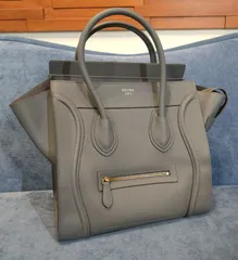 ★Y187 綺麗！CELINE セリーヌ ラゲージ ミニ ショッパー ハンドバッグ グレー 大容量