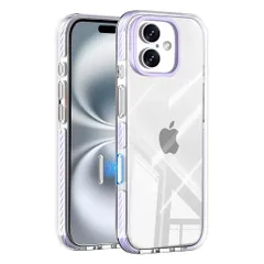 VelaneraiPhone16用ケースクリア背面透明黄ばみにくい耐黄変落下防止耐衝撃U型バンパー内蔵カメラコントロールカメラレンズ保護スクリーン保護PC+TPUかわいいスマホケース(パープル)