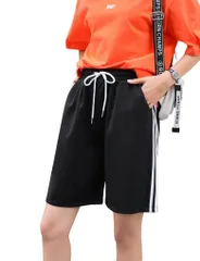 【迅速発送】Gincci ショートパンツ 五分丈 レディース 短パン ショーパン ルームウェア 人気 スポーツ スウェット パンツ 部屋着 ランニング トレーニング ハイウエスト ボードパンツ かわいい ゆったり パンツ (M ブラック)