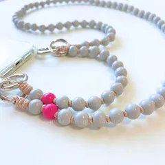 MIST☆3WAY☆ウッド ビーズ スマホ ショルダー ネック ハンド ストラップ バッグ ウォレット チェーン 天然 木 製 携帯 ショルダー 木のビーズ ストラップ キー ホルダー チェーン メガネ ストラップ ブランケットクリップ KASUGAR