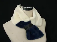 ■新品同様■  FURART ファーアート ポリエステル マフラー ストール ショール メンズ レディース オフホワイト系 DG1797