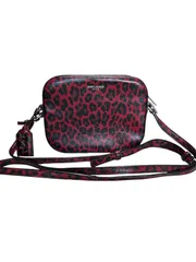 サンローラン SAINT LAURENT レオパード柄 ショルダーバッグ クロスボディ レッド×ブラックHK
