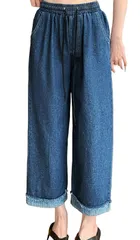 【新着商品】ジーンズ ウエストゴム 夏 ハイウエスト 春 レディース パンツ デニム バギー ワイド [ROSELUCA.]