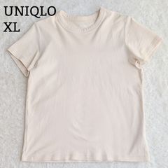 UNIQLO ユニクロ 半袖 Tシャツ コットン シャツ 丸襟 トップス 洗える 大きいサイズ XL アイボリー 普段使い 伸びる ゆったり 人気カラー
