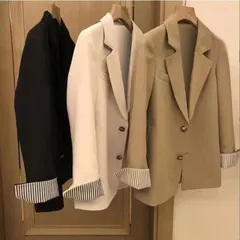 スーツジャケット レディース 秋新作 長袖 ブレザー 黒スーツ 40代 カジュアル テーラードジャケット ゆったり 着痩せ 通勤 オシャレ 上品