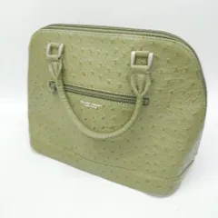 ■ Θ MAARI ASKEW マリーアスキュー 大人系 大人女子 オーストリッチ 型押しハンドバッグ グリーン系 レディース E  【1507280013342】