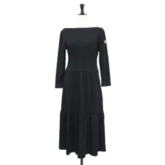 BORDERS at BALCONY ボーダーズアットバルコニー ワンピース ブラック 黒 サイズ:36(S) | ウィークエンド ドレス | WEEKEND DRESS | ミディ丈 ボートネック 七分袖 | トップス | 日本製【レディース】【中古】のサムネイル
