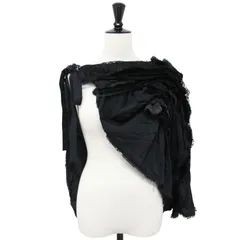 tricot COMME des GARCONS トリコ コム デ ギャルソン ショール ブラック 黒 サイズ:FREE レース ベロア コンビ アシンメトリー ショール / ストール フリル カットオフ 日本製 ファッション アイテム【レディース】のサムネイル