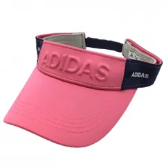 ★値下げ★【超美品】アディダス サンバイザー ピンク×ネイビー 立体ロロゴ  フリー(56-58cm)  ゴルフウェア adidas