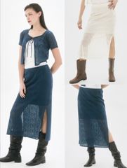 【FANCY CLUB】PUNCHING KNIT SLIT LONG SKIRT