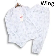 【新品 未使用】 Wing ウイング ワコール 春夏 花柄♪ リネン混 パジャマ 上下セット ルームウェア Sz.L　レディース