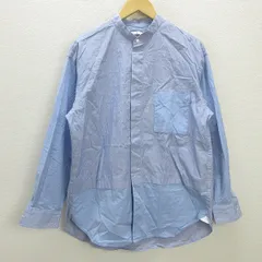 G■ユニクロ/UNIQLO＋J バンドカラーシャツ/331-43673611【L】青/men's/140【中古】■