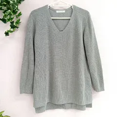 [LOWRYS FARM] ローリーズファーム セーター 綿混ニット レディース Vネック ゆったり ニット 古着 シンプル グレー サイズM（あ-171，ア -5 ）