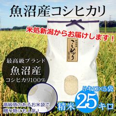 魚沼産 コシヒカリ 白米 25kg（5kg×5袋）雲龍和紙 新潟 魚沼産こしひかり 産地直送 お祝い、ギフト、贈答に ご自宅、ご家庭、お弁当にも 新米